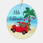 Santa Tropisch Hawaiian kerstversiering rijden Keramisch Ornament (Links)