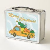 Santa truck kant uitzicht Vrolijk kerstfeest (Achterkant)