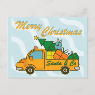 Santa truck kant uitzicht Vrolijk kerstfeest Briefkaart
