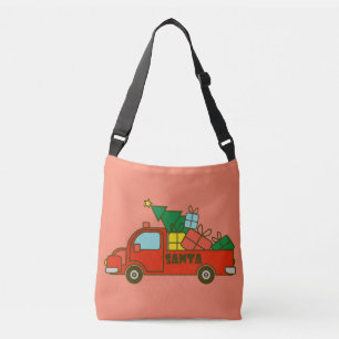 Santa truck kant uitzicht Vrolijk kerstfeest Crossbody Tas