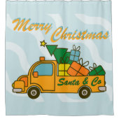 Santa truck kant uitzicht Vrolijk kerstfeest Douchegordijn (Voorkant)