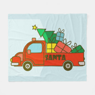 Santa truck kant uitzicht Vrolijk kerstfeest Fleece Deken