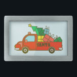 Santa truck kant uitzicht Vrolijk kerstfeest Gesp<br><div class="desc">Kerst vrachtwagen kant uitzicht met tekst Vrolijk kerstfeest</div>