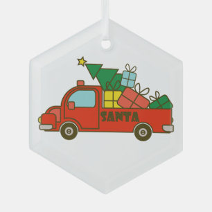 Santa truck kant uitzicht Vrolijk kerstfeest Glas Ornament