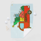 Santa truck kant uitzicht Vrolijk kerstfeest Golfhanddoek (Insitu)