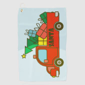 Santa truck kant uitzicht Vrolijk kerstfeest Golfhanddoek (Voorkant)