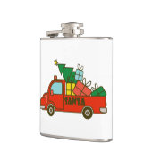 Santa truck kant uitzicht Vrolijk kerstfeest Heupfles (Links)