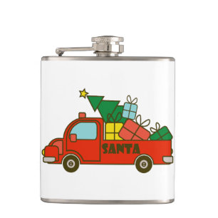 Santa truck kant uitzicht Vrolijk kerstfeest Heupfles