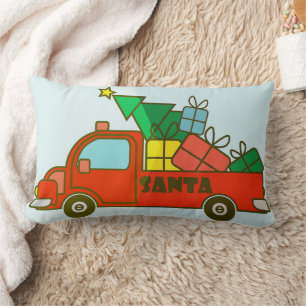 Santa truck kant uitzicht Vrolijk kerstfeest Kussen