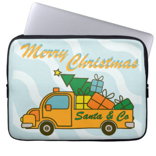 Santa truck kant uitzicht Vrolijk kerstfeest Laptop Sleeve