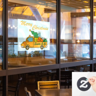 Santa truck kant uitzicht Vrolijk kerstfeest Raamsticker