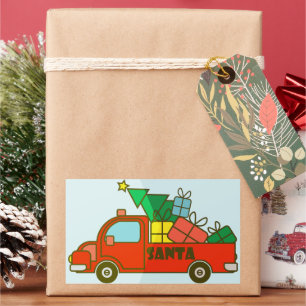 Santa truck kant uitzicht Vrolijk kerstfeest Rechthoekige Sticker