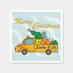 Santa truck kant uitzicht Vrolijk kerstfeest Servet