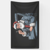 Santa Truck Rigging Funny Truck Driver Christmas   Spandoek (Verticaal)