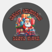 Santa Trucker Kinder Kerstfeest feestelijke vakant Ronde Sticker (Voorkant)