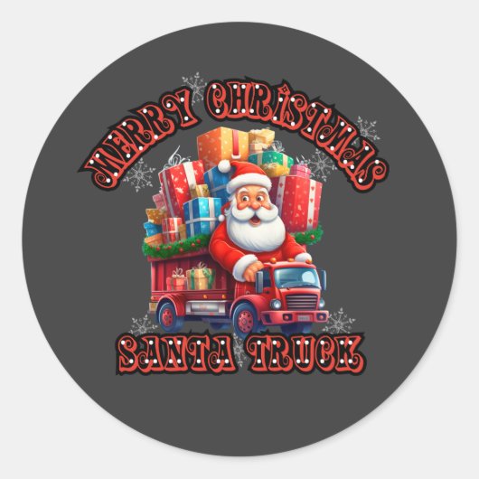 Santa Trucker Kinder Kerstfeest feestelijke vakant Ronde Sticker (Voorkant)