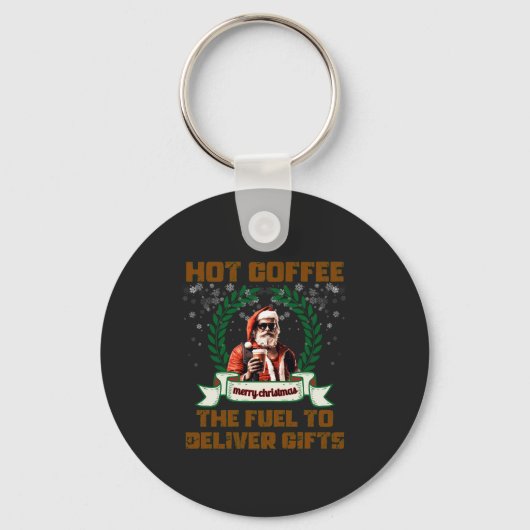 Santa Trucker Koffie Vakantie Levering Kerst Ro Sleutelhanger (Voorkant)