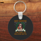 Santa Trucker Koffie Vakantie Levering Kerst Ro Sleutelhanger (Voorkant)