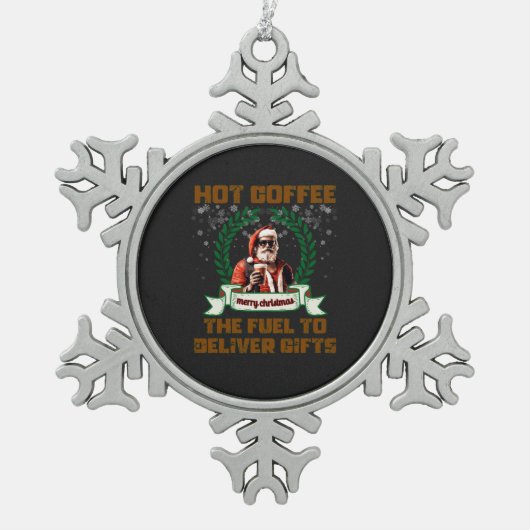 Santa Trucker Koffie Vakantie Levering Kerst Ro Tin Sneeuwvlok Ornament (Voorkant)