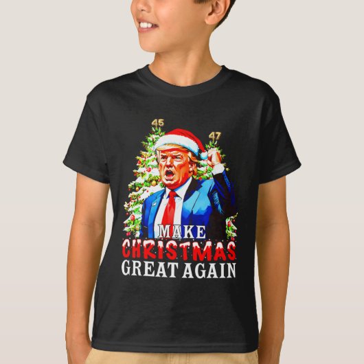 Santa Trump 45-47 kerstpyjama's maken kerst geweld T-shirt (Voorkant)