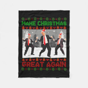 Santa Trump Dans Maak Kerstmis Geweldig Leuk T-shi Fleece Deken