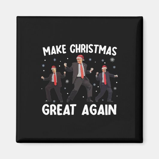 Santa Trump Dans Maak Kerstmis Groot Again Kerstmi Magneet (Voorkant)