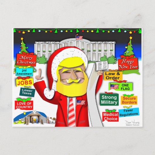 Santa Trump Ho Ho Ho Feestdagenkaart (Voorkant)
