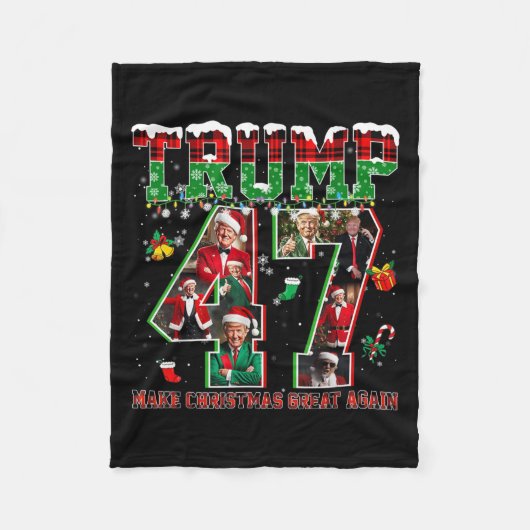 Santa Trump Maak Kerstmis weer Groot Ugly Xmas P Fleece Deken (Voorkant)