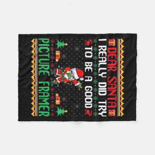 Santa Try To Be A Good Picture Framer - Funny Chri Fleece Deken (Voorkant (Horizontaal))