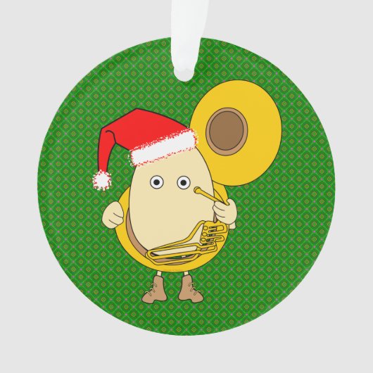 Santa Tuba Speler Egghead Ornament (voorkant)