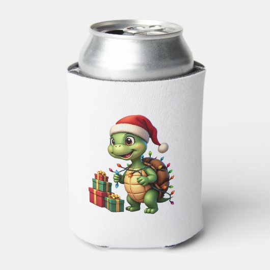 Santa Turtle Christmas Ugly Sweater Funny Holiday Blikjeskoeler (Blikje Voorkant)