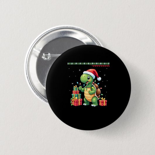 Santa Turtle Christmas Ugly Sweater Funny Holiday Ronde Button 5,7 Cm (Voorkant /achterkant)