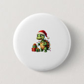 Santa Turtle Christmas Ugly Sweater Funny Holiday Ronde Button 5,7 Cm (Voorkant)