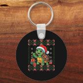 Santa Turtle Christmas Ugly Sweater Funny Holiday Sleutelhanger (Voorkant)