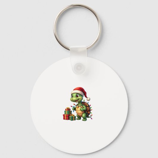 Santa Turtle Christmas Ugly Sweater Funny Holiday Sleutelhanger (Voorkant)