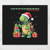 Santa Turtle Christmas Ugly Sweater Funny Holiday  Sparkling Wijnetiket (Enkel label)