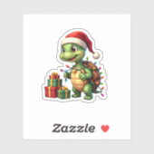 Santa Turtle Christmas Ugly Sweater Funny Holiday Sticker (Vel)
