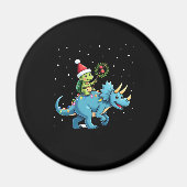 Santa Turtle Riding T-Rex Reindeer Christmas Light Magneet (Voorkant)
