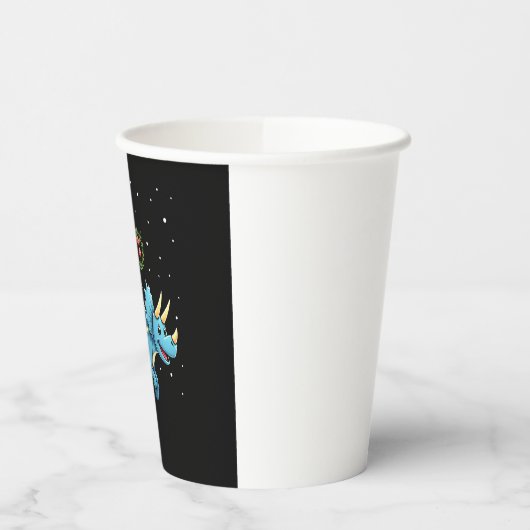 Santa Turtle Riding T-Rex Reindeer Christmas Light Papieren Bekers (Links)