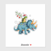 Santa Turtle Riding T-Rex Reindeer Christmas Light Sticker (Vel)