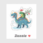 Santa Turtle Riding T-Rex Reindeer Christmas Light Sticker (Vel)