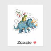 Santa Turtle Riding T-Rex Reindeer Christmas Light Sticker (Vel)
