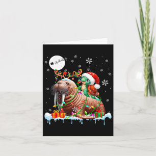 Santa Turtle Riding Walrus Rendier Christmas Zee Kaart