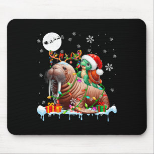 Santa Turtle Riding Walrus Rendier Christmas Zee Muismat