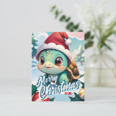 Santa Turtle Vrolijk Kerstfeest voor mij Groet Briefkaart (Staand voorkant)