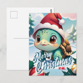 Santa Turtle Vrolijk Kerstfeest voor mij Groet Briefkaart (Voorkant / Achterkant)