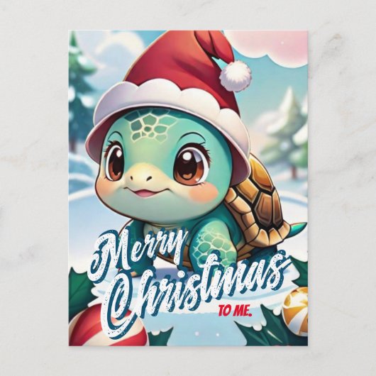 Santa Turtle Vrolijk Kerstfeest voor mij Groet Briefkaart (Voorkant)