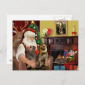 Santa - Twee Grensterriërs Feestdagenkaart (Voorkant / Achterkant)