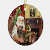 Santa - Twee Grensterriërs Keramisch Ornament (Links)