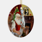 Santa - Twee lama's (Mom+baby) Keramisch Ornament (Rechts)